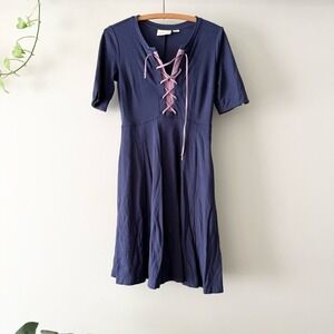 Maeve Anthropologie Lace up Skater dress pocket‎ XS